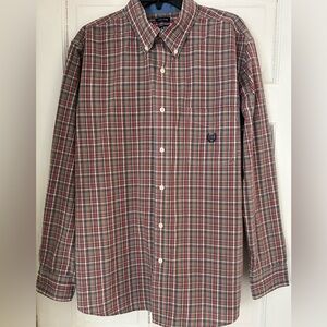 Men’s Chaps Plaid Button-Down Shirt Large – Cotton Blend– Excellent Condition